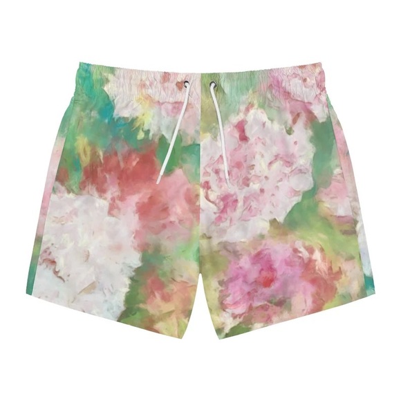 Men Swim Trunks Board Shorts with Floral Pattern